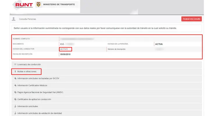 informacion de registro en el runt