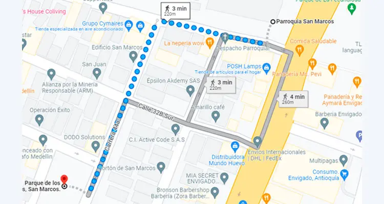 recorrido desde la iglesia de san marcos al parque de los enamorados