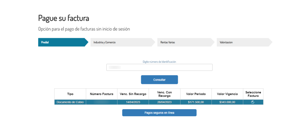 Consulta de la cantidad a pagar