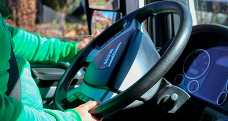 Conductor manejando con pase de conducir