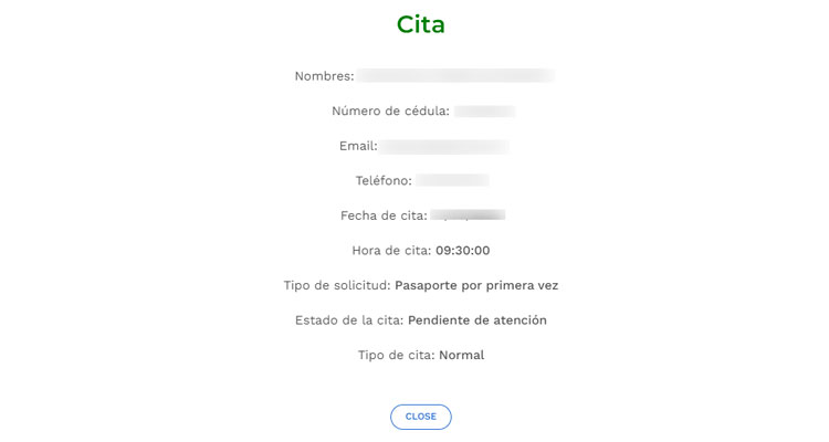 resumen cita del Pasaporte