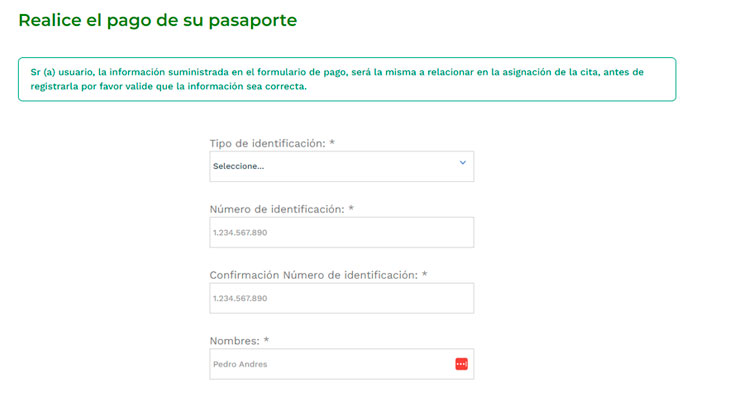 Formulario del Pasaporte