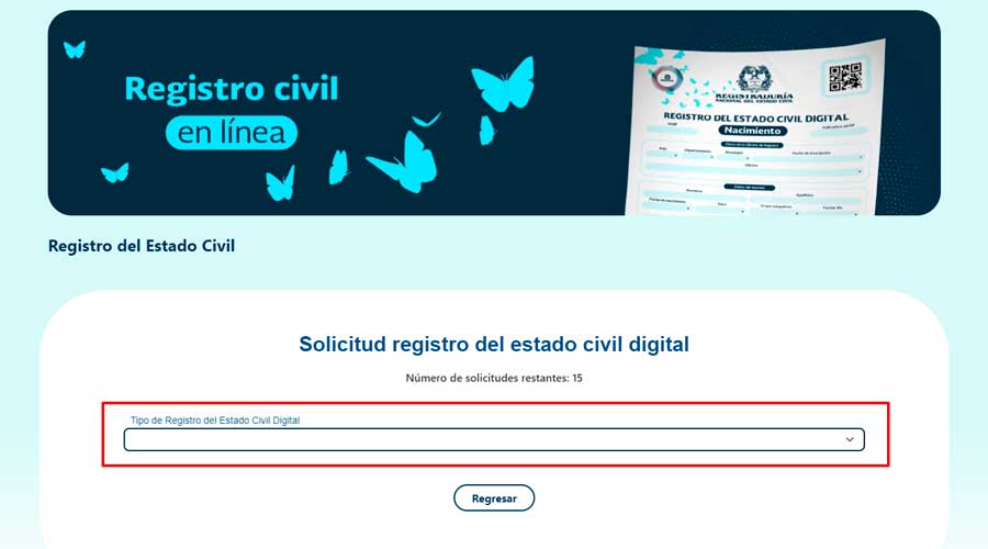 Eleccion del tipo de registro
