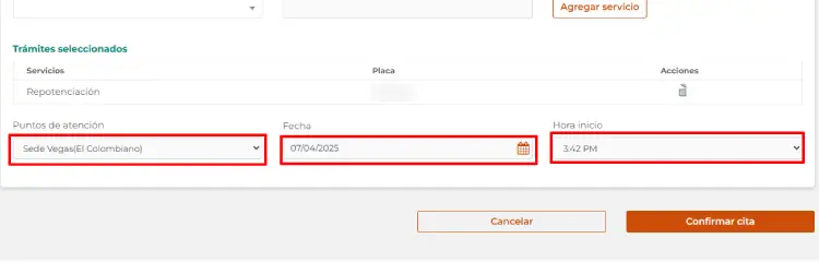 Formulario agendamiento citas transaccionales -Fecha-y-hora
