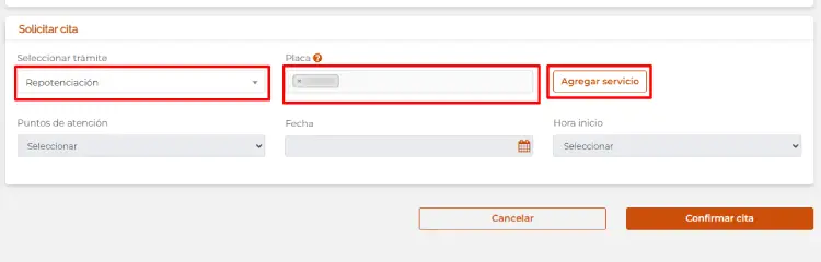 ingreso para ingreso de placa carro