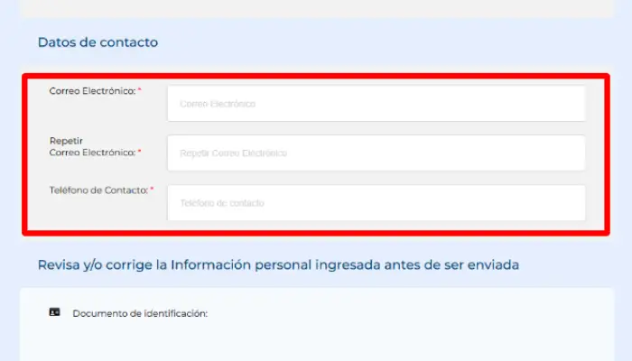 Datos de contacto formulario de registro municipio sabaneteno
