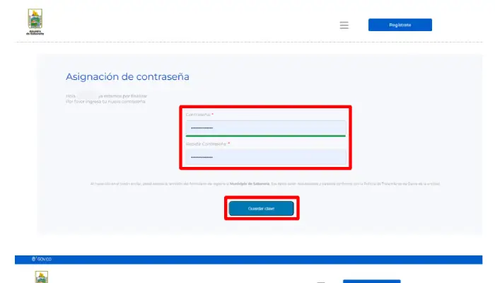 asignacion de password