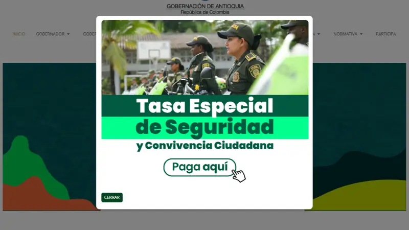 Banner de tasa de seguridad de la gobernacion de antioquia