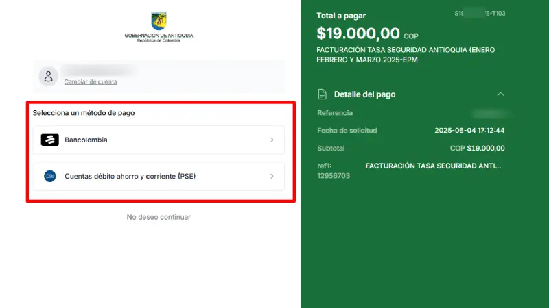 Metodos de pago para el impuesto de seguridad antioqueno