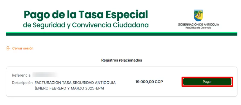 Pago trimestral de tasa de seguridad en el valle del aburra